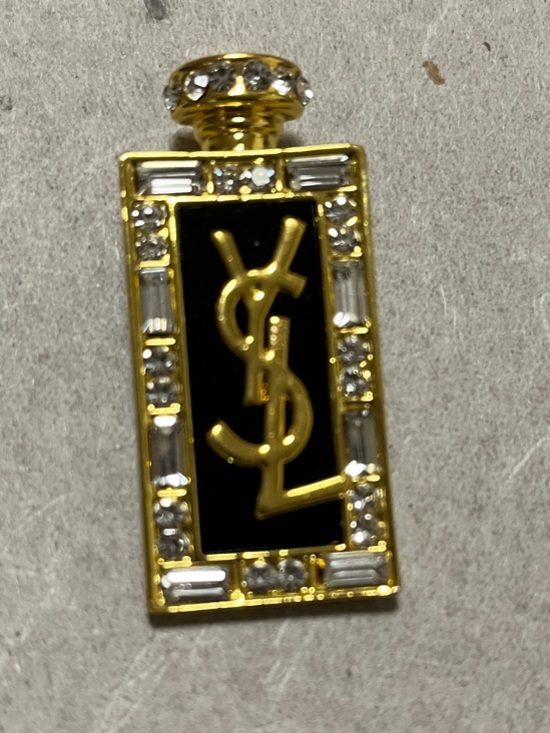 Saint Laurent Jewelry - Saint Laurent Gold and Black YSL Perfume Bottle Brooch